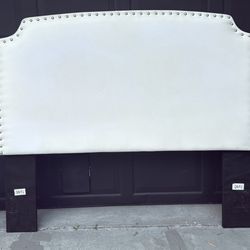 Queen White Denim Headboard 