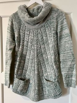 Anthropologie Guinevere Cowl Neck Sweater with Pockets - Mint Green - Size M