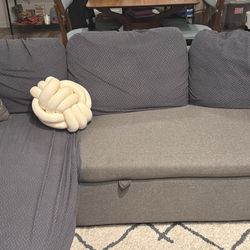 Light Grey Small Sectional/Pullout Couch