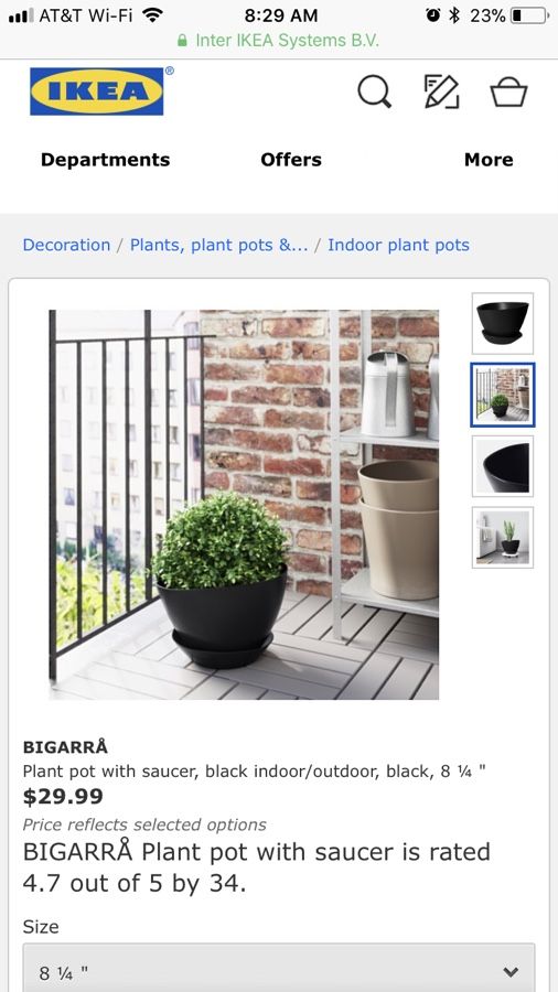 IKEA bigarra black indoor/outdoor planter and saucer
