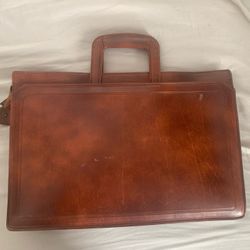 Vintage American Portfolio Co Briefcase Slim Business Brown Leather