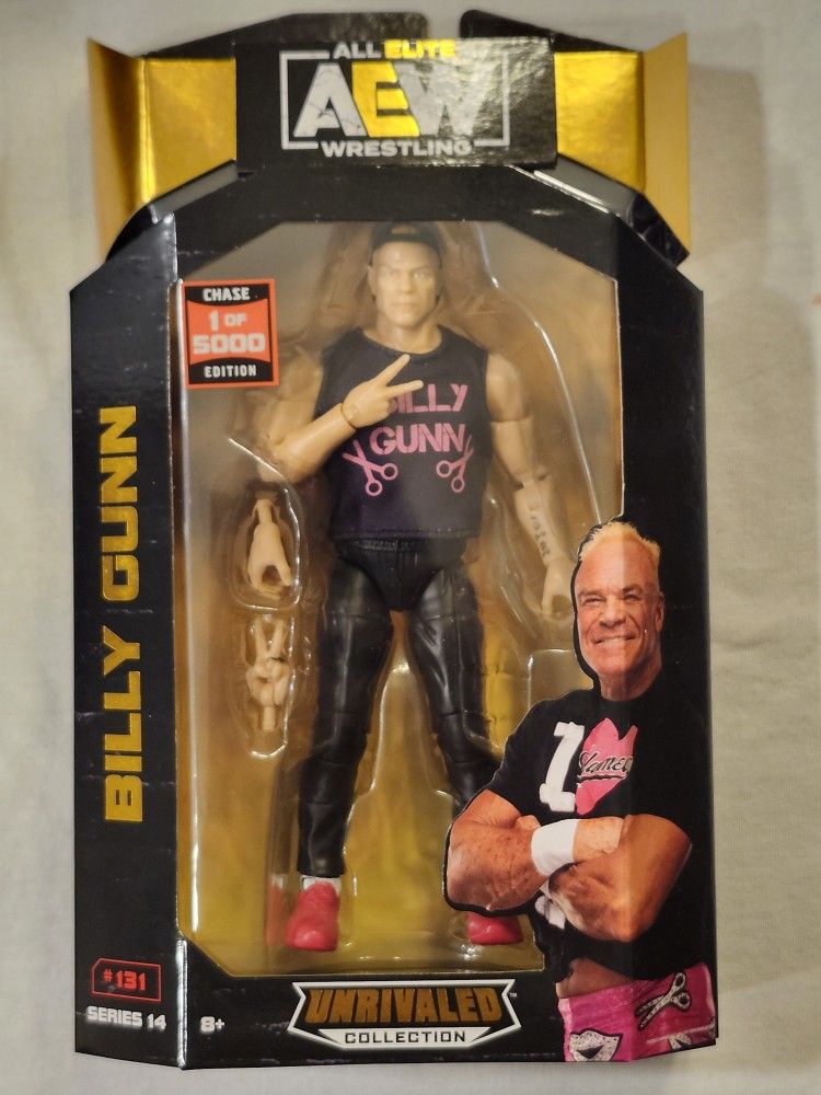 CHASE (1 OF 5000) ALL ELITE WRESTLING SERIES 14. UNRIVALED COLLECTIBLE #131. BILLY GUNN 6 " ACTION FIGURE.