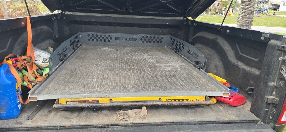 Bedslide 1500 Contractor Sliding Truck Bed Organizer, 75 x 48-Inch, Capacity 1500 lbs., Truck Bed Storage Tray, Silver
