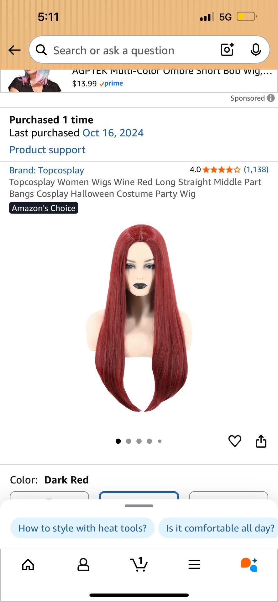 Wig For Sally Nightmare Before Christmas 