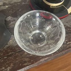 Orrefor Sweden Crystal Bowl Holly Day Christmas Bowl Signed.