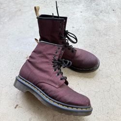 Dr. Martens ‘Vegan Castel’ Burgundy Canvas Boots Size US 7 Womens