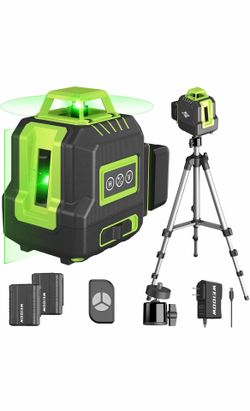 360° Laser Level with Tripod 40in, Self Leveling Laser Level with Pulse Mode, Li-ion Battery*2, Green Line Laser Leveler Tool for DIY Project