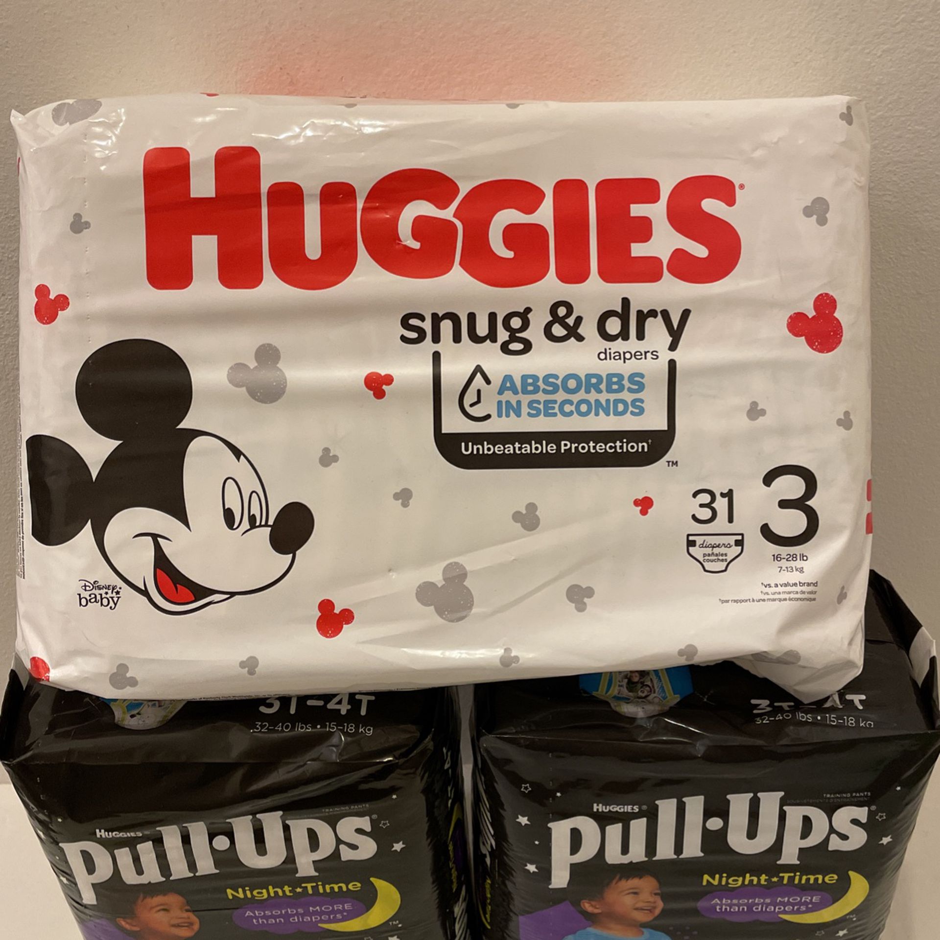 Huggies Snug & Dry and Pull Ups Night Time Diapers Bundle Set
