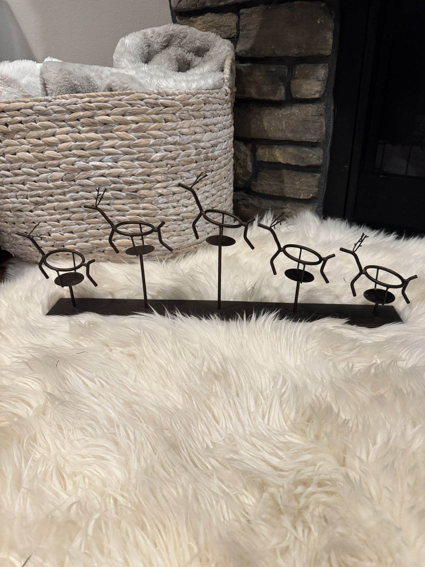 Metal Reindeer Candle Holder. 