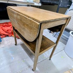 Antique Tea Trolley Solid Wood Drop Leaf Table