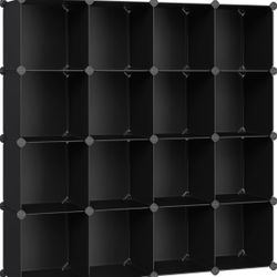 SONGMICS Cube Organizer Plastic Cubes Closet Organizers and Storage - Black