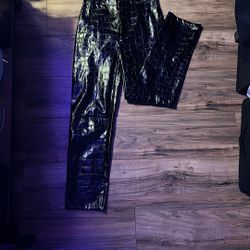 Faux Leather Snake Pants 