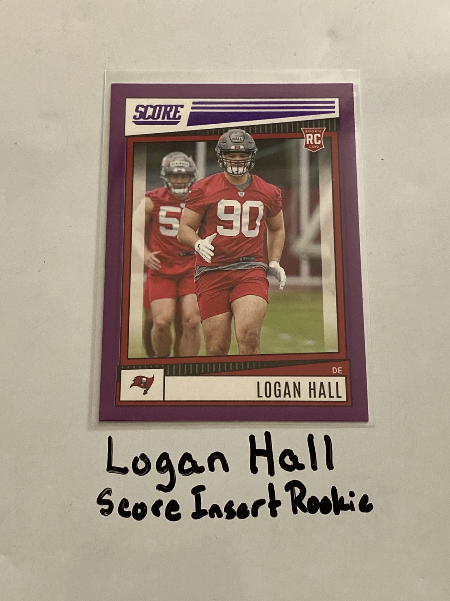 Logan Hall Tampa Bay Buccaneers DE Score Short Print Insert Rookie Card.