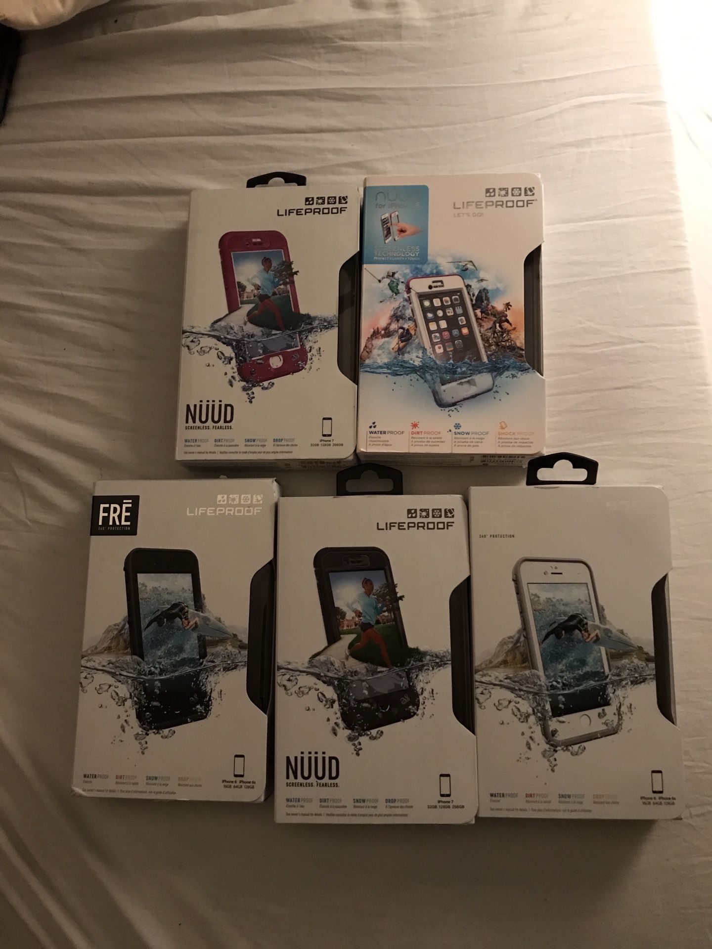 Lot Of 5 New LifeProof NUUD FRE Series Waterproof Case for Apple iPhone 6/6S 7