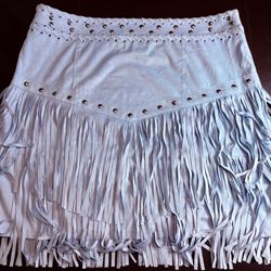light blue Idyllwind suede skirt Studded fringe western Miranda lambert large