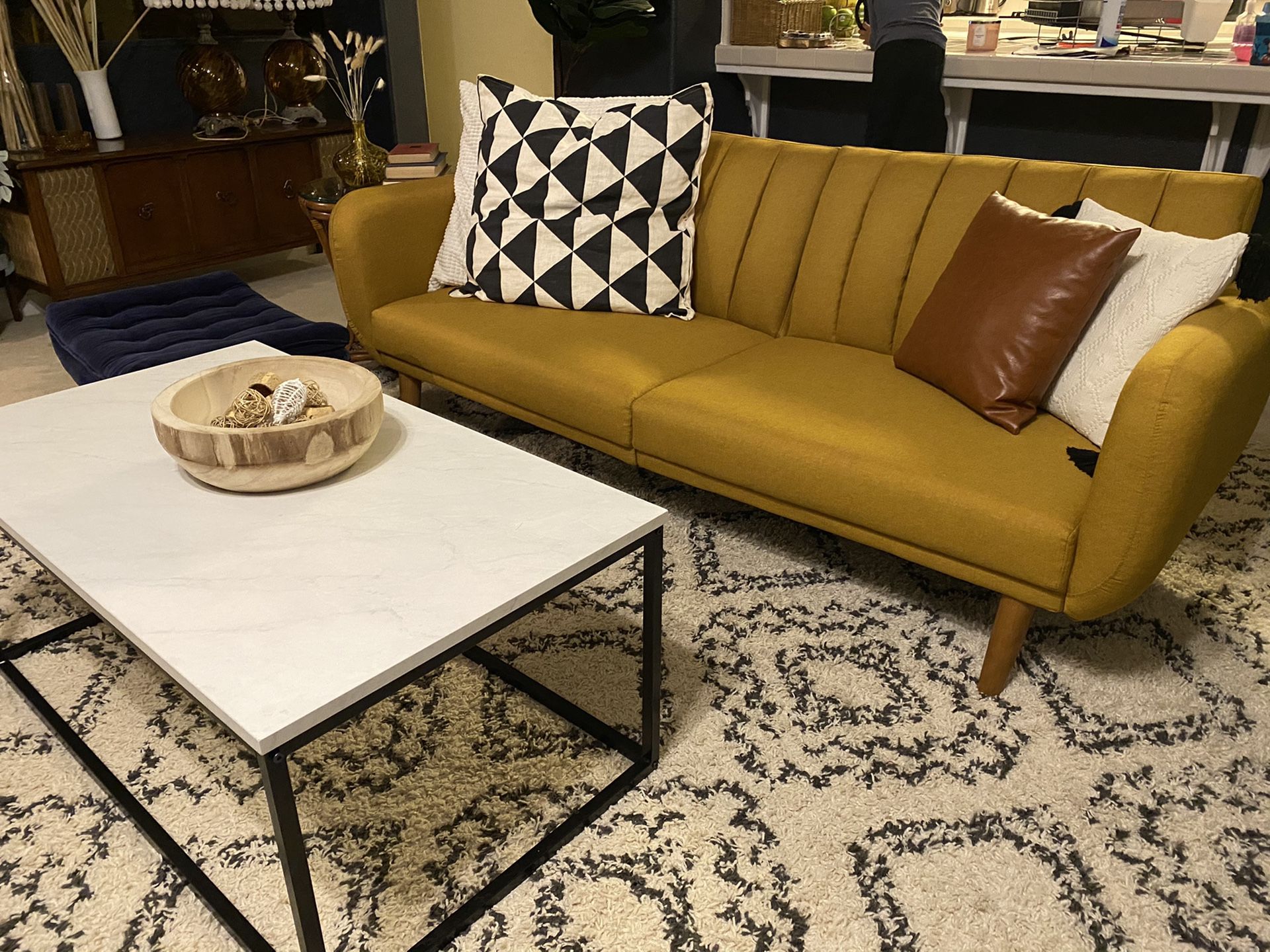 Mustard Mid Century Inspired Couch