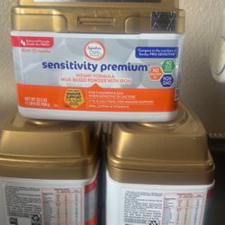 Three sensitive premium infant formula milk-based powder with iron