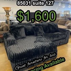 Sectional Black Fabric Brand New