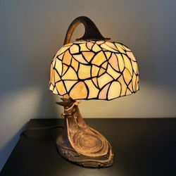 DISNEY TINKERBELL 50TH ANNIVERSARY STAINED GLASS BRONZE LAMP PETER PAN RARE