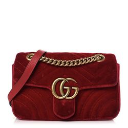 GUCCI
Velvet Matelasse Mini GG Marmont Shoulder Bag Hibiscus Red