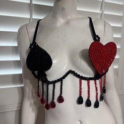 New m/l queen hearts Alice carnival bra top rave festival outfit costume beyond