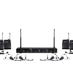 Gemini UHF-04HL Four Channel Headset/Lavalier Wireless Microphone System