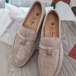Uk 5 eu38 beige suede Loro Piana summer walk loafers