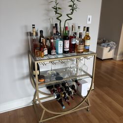 Gold Bar Cart With Wine Rack