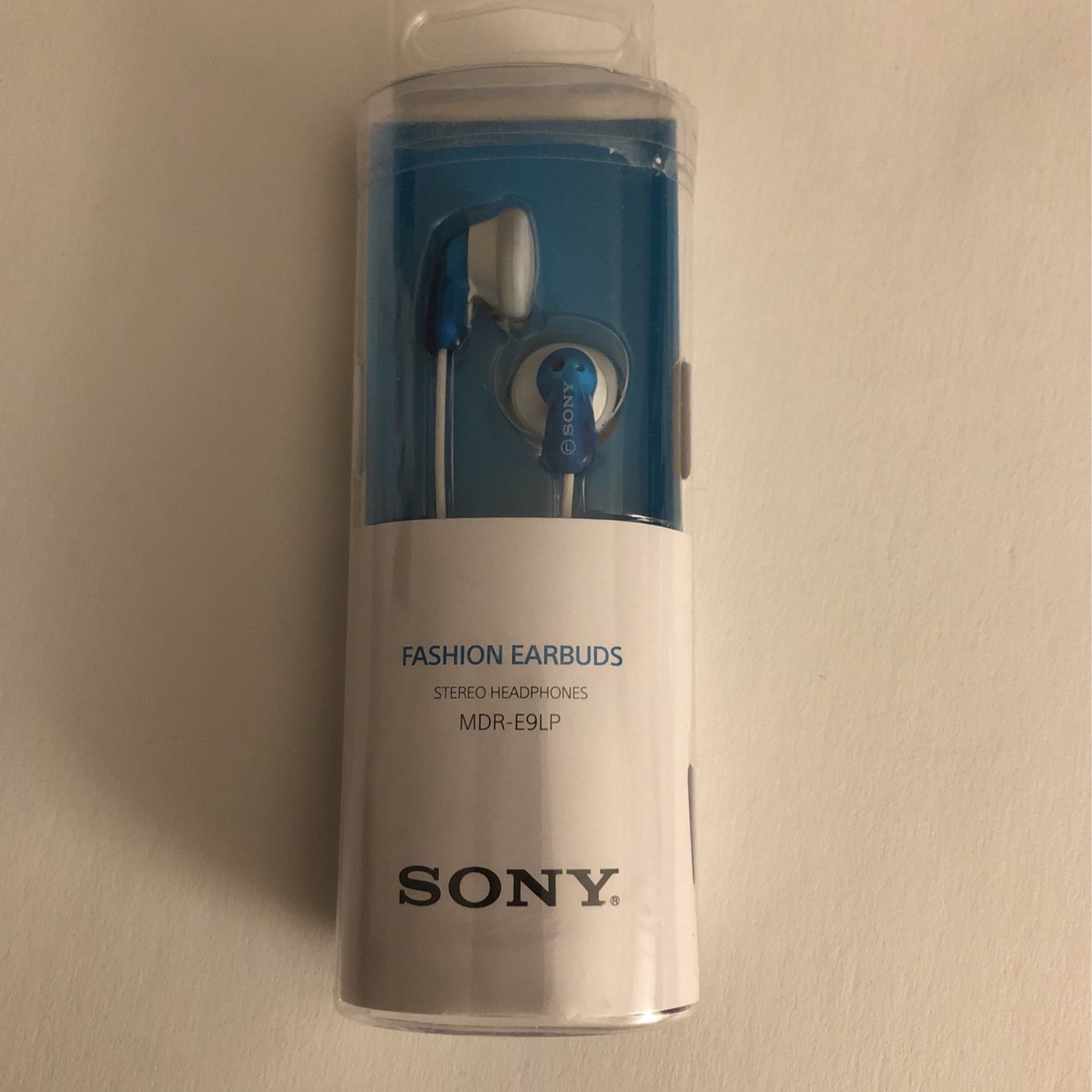 Sony Earbuds In Color Blue And White