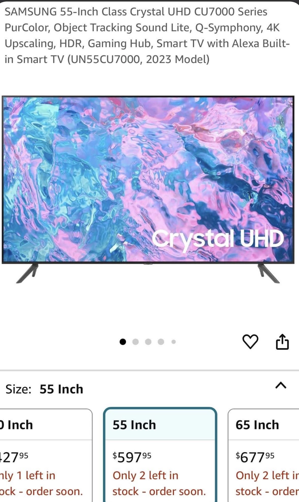 Samsung 55-Inch Class Crystal UHD CU7000 Smart TV