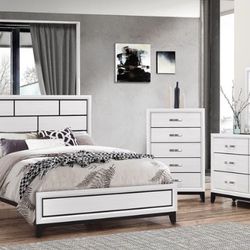 Akerson Chalk Panel Bedroom Set