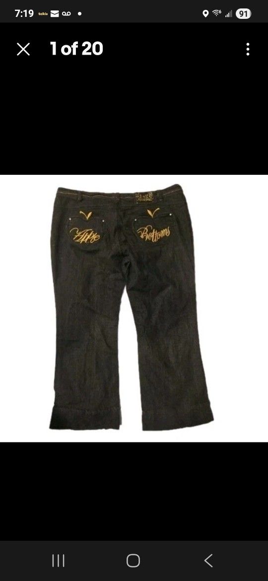 Apple Bottom Jeans womens Size 20 Black Denim Y2K BHip Hop Vintage Stretch