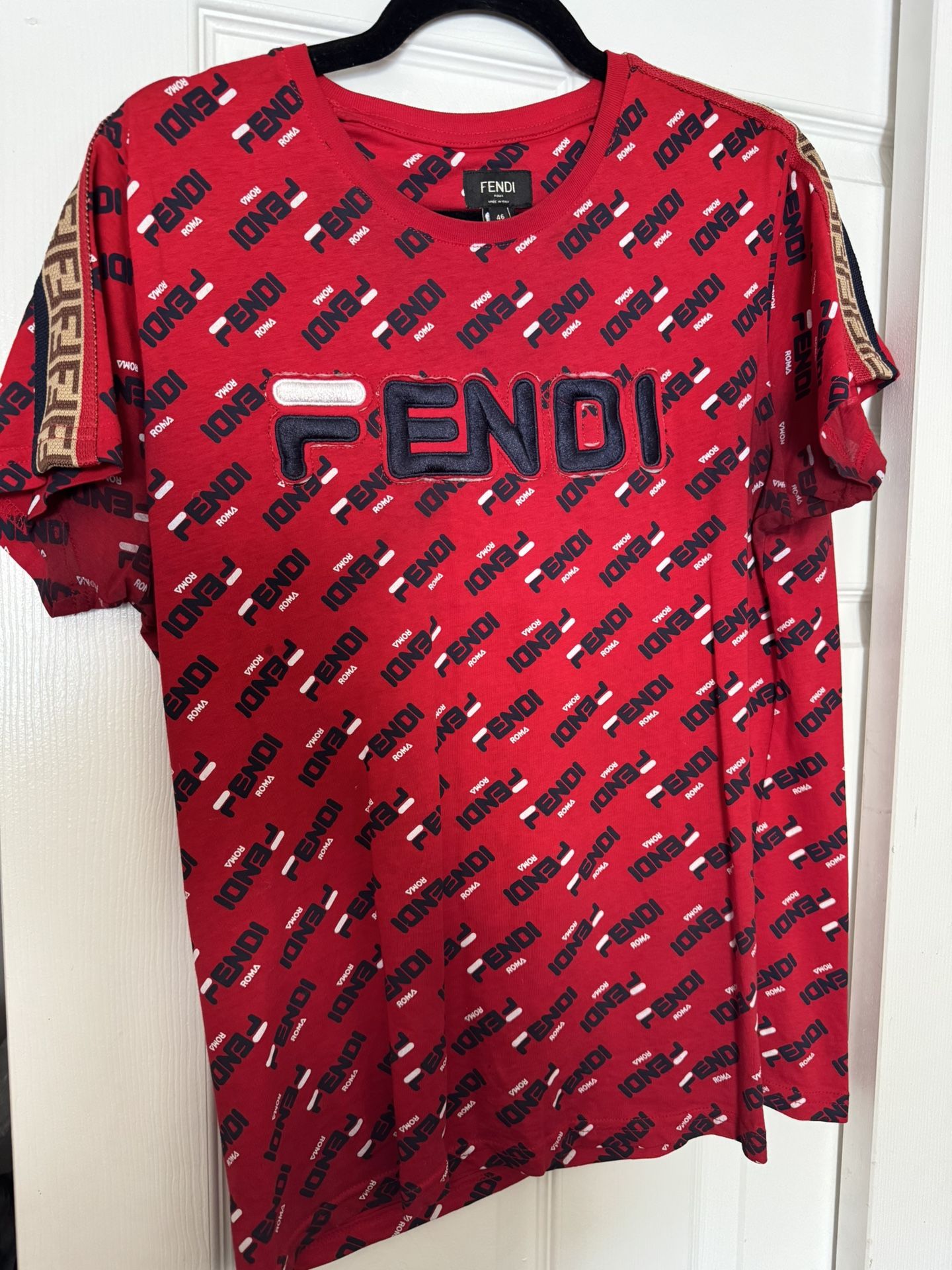Fendi Monogram Red T Shirt- Used- Size Medium