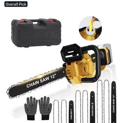 3-IN-1 Cordless Chainsaw for Dewalt 20V Max Battery, 12-Inch/ 8-Inch/ 6-Inch 1000W Brushless