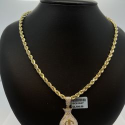 New Gold Chain With Money Sack Pendant