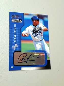 2002 Select Rookies and Prospects #19 Cesar Izturis Black Autograph Auto Dodgers