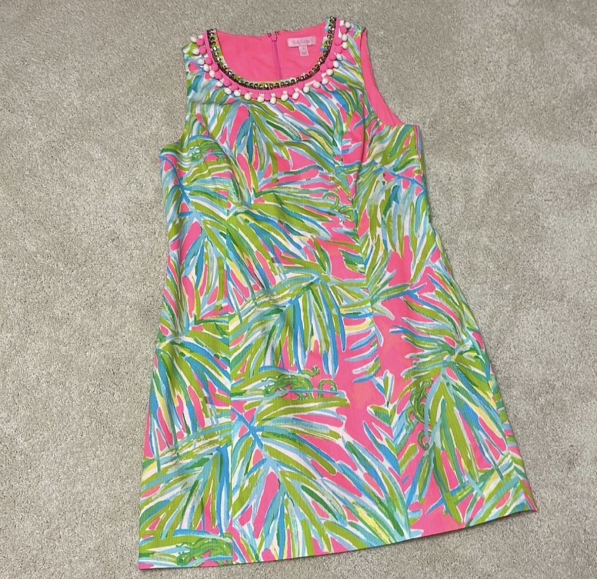 Lilly Pulitzer Mila Shift Dress in Tiki Pink Royal Lime Size 2