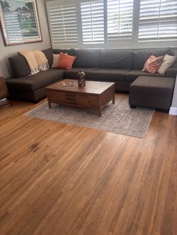 Grey couch with ottoman and lounger