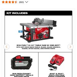 M18 Fuel  8-1/4 Table Saw with 12.0Ah Battery Kit