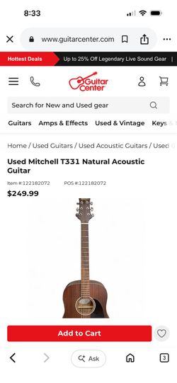 Used Mitchell T331 Natural Acoustic Guitar