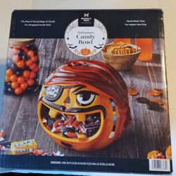 Pirate Jack o lantern Ceramic Candy Bowl By Member's Mark with original Box