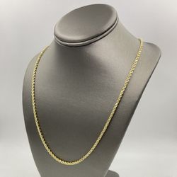 14KT YELLOW GOLD 26” SOLID ROPE CHAIN 2.5MM 20.6GR