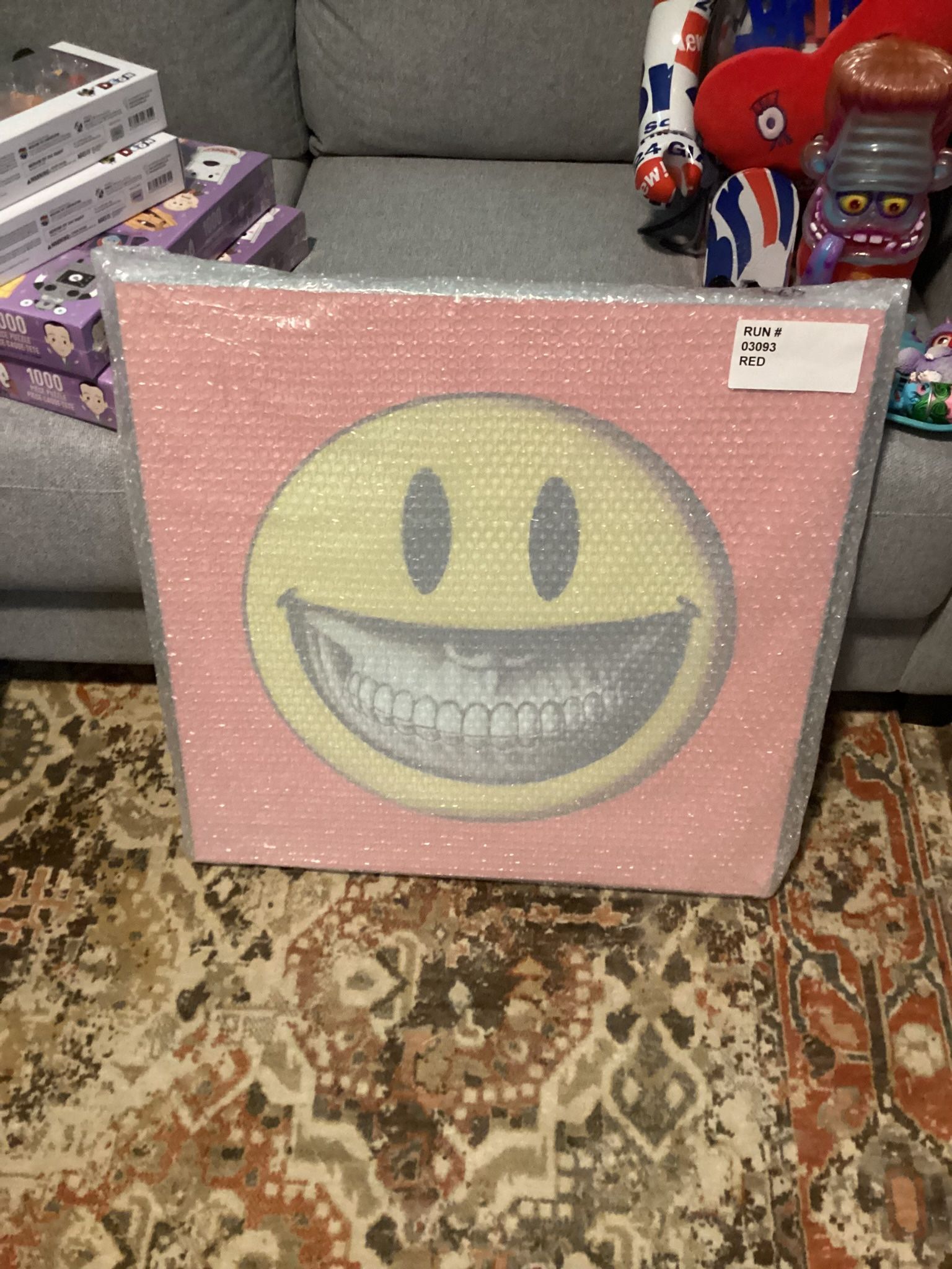 RON ENGLISH Signs of Crime Metal Framed Smiley Face Grin 24x24