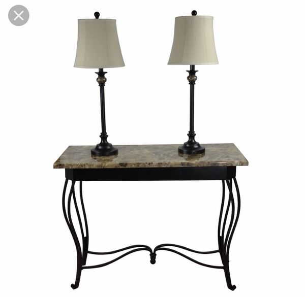 Portfolio Barada Table And 2 Lamps Set With Beige Shades