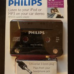 Philips 150 Series Universal 3.5mm Plug Mp3 CD Car Audio Cassette Adapter NEW