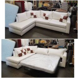 BRAND NEW 7x9ft and 9x5.5ft sectional CHAISE COUCHES with queen size sleeper, WHITE.  CUSTOM made available