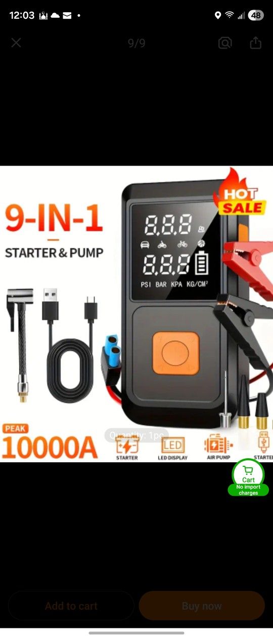 Air Compressor And Starter 9 In 1