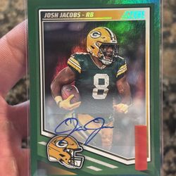 2025 Panini Score Josh Jacob’s Autograph Green Foil