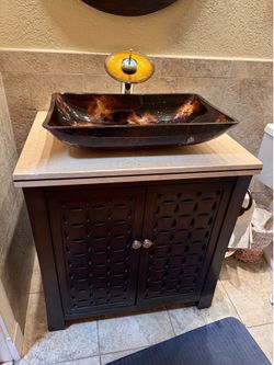PRICE REDUCED!! 30 inch bathroom vanity with glass bowl and faucet