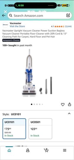 Vacmaster Vacuum Cleaner Power Suctionl